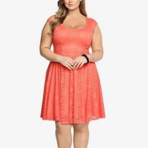 torrid Dresses & Skirts - TORRID Peach Floral Lace Overlay Midi Dress